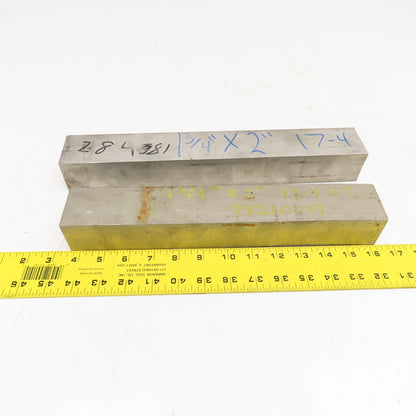 1-3/4" x 2" Non Heat Treated 17-4 Stainless Flat Bar Stock 12"-13" Lot Of 2