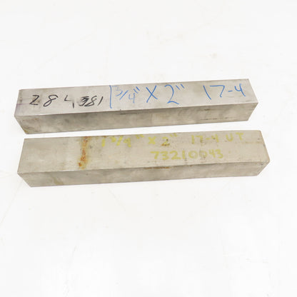 1-3/4" x 2" Non Heat Treated 17-4 Stainless Flat Bar Stock 12"-13" Lot Of 2