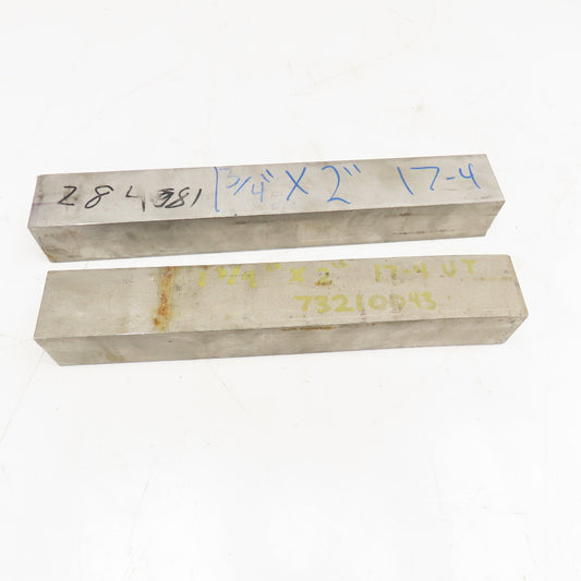 1-3/4" x 2" Non Heat Treated 17-4 Stainless Flat Bar Stock 12"-13" Lot Of 2