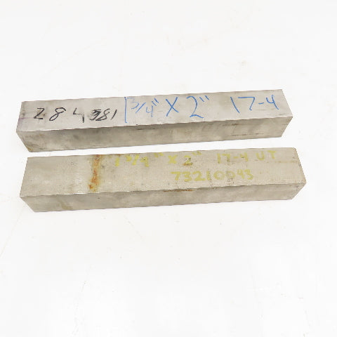 1-3/4" x 2" Non Heat Treated 17-4 Stainless Flat Bar Stock 12"-13" Lot Of 2