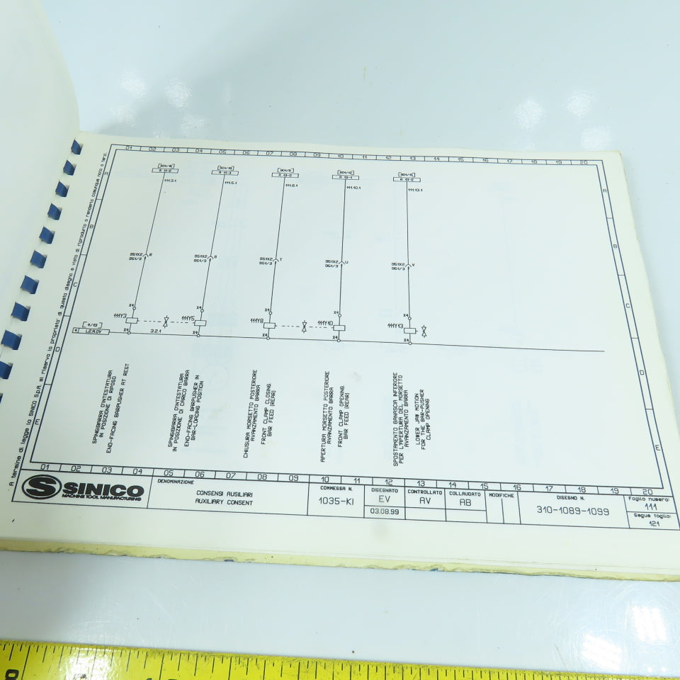 Sinico SIN-O-MATIC Automatic Transfer Machine Electrical Diagram TR60/4-350-MD