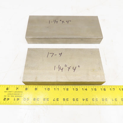 1-1/4" x 4" Non Heat Treated 17-4 Stainless Flat Bar Stock 9"-8" Lot Of 2