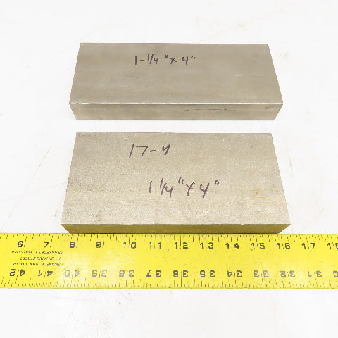 1-1/4" x 4" Non Heat Treated 17-4 Stainless Flat Bar Stock 9"-8" Lot Of 2