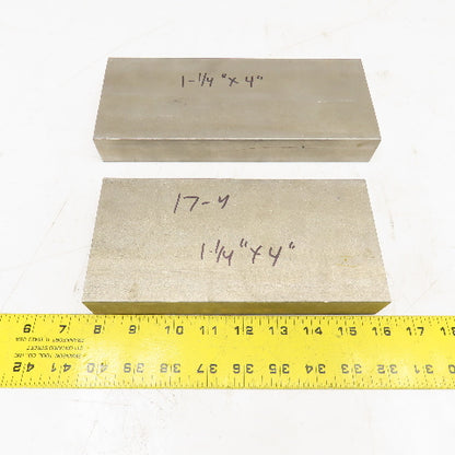 1-1/4" x 4" Non Heat Treated 17-4 Stainless Flat Bar Stock 9"-8" Lot Of 2