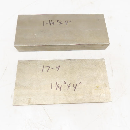 1-1/4" x 4" Non Heat Treated 17-4 Stainless Flat Bar Stock 9"-8" Lot Of 2
