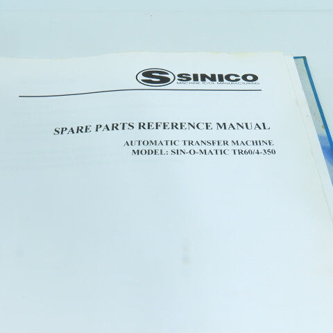 Sinico SIN-O-MATIC Automatic Transfer Machine User's Manual TR60/4-350