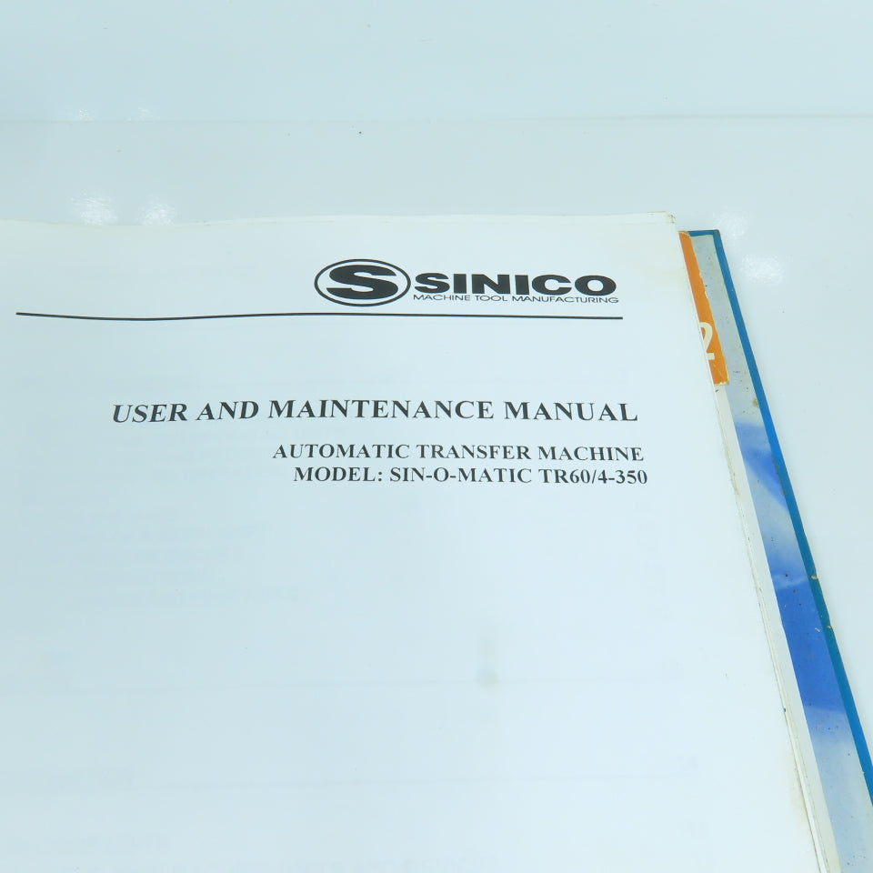 Sinico SIN-O-MATIC Automatic Transfer Machine User's Manual TR60/4-350