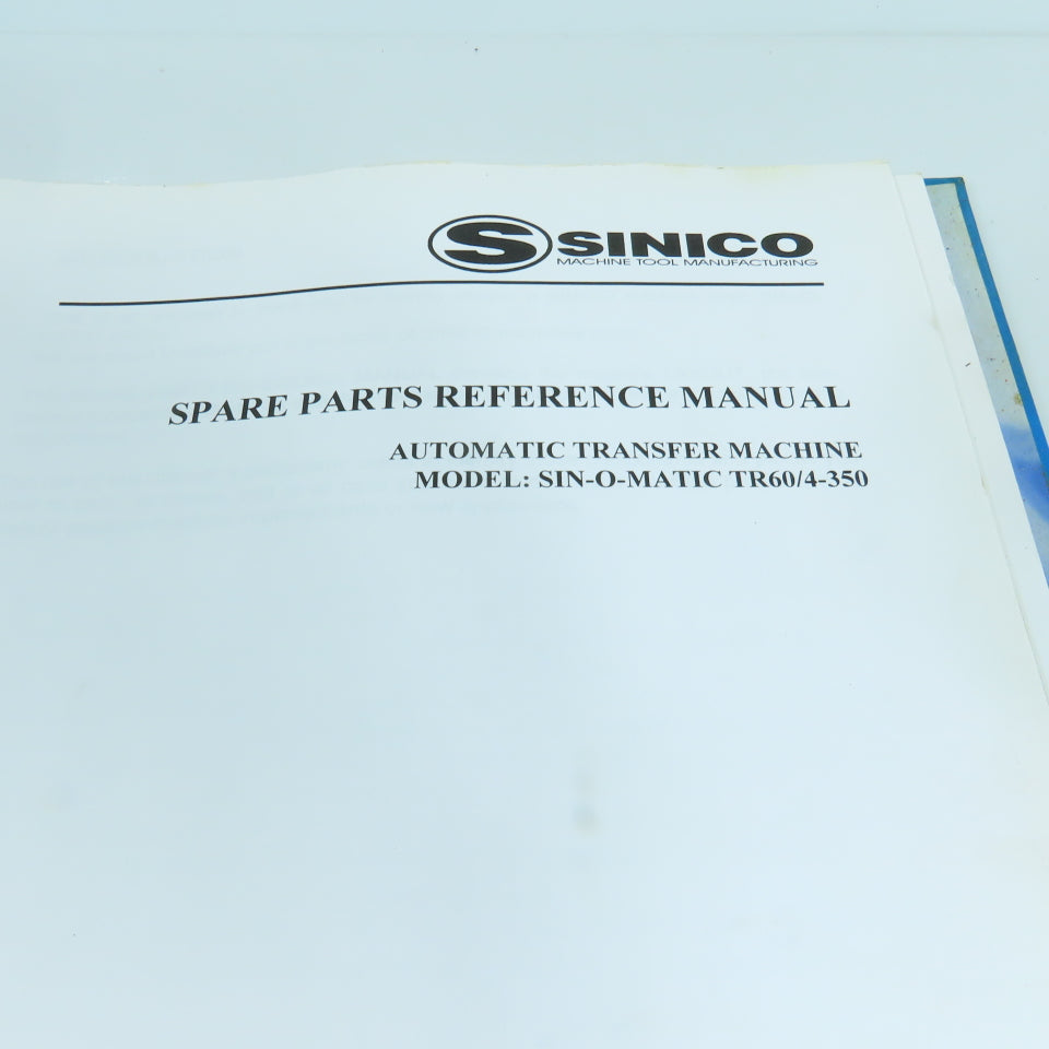 Sinico SIN-O-MATIC Automatic Transfer Machine User's Manual TR60/4-350