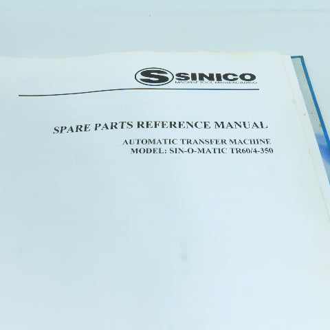 Sinico SIN-O-MATIC Automatic Transfer Machine User's Manual TR60/4-350