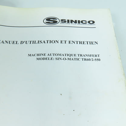 Sinico SIN-O-MATIC Automatic Transfer Machine User's Manual TR60/2-550