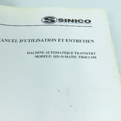 Sinico SIN-O-MATIC Automatic Transfer Machine User's Manual TR60/2-550
