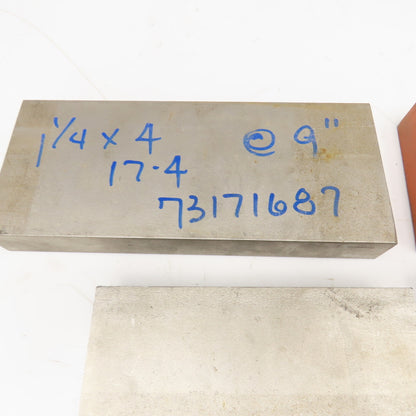 1-1/4" x 4" Non Heat Treated 17-4 Stainless Flat Bar Stock 6-9" Lot Of 4