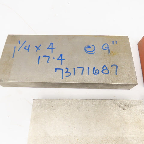 1-1/4" x 4" Non Heat Treated 17-4 Stainless Flat Bar Stock 6-9" Lot Of 4