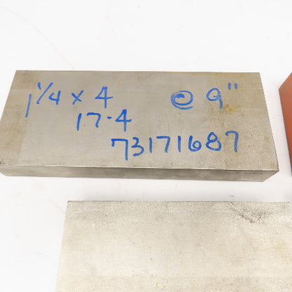 1-1/4" x 4" Non Heat Treated 17-4 Stainless Flat Bar Stock 6-9" Lot Of 4