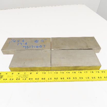 1-1/4" x 4" Non Heat Treated 17-4 Stainless Flat Bar Stock 6-9" Lot Of 4