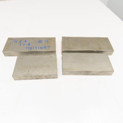 1-1/4" x 4" Non Heat Treated 17-4 Stainless Flat Bar Stock 6-9" Lot Of 4