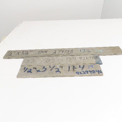 1/2" x 3-1/2" Non Heat Treated 17-4 Stainless Flat Bar Stock 19"-33" Lot Of 3