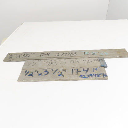 1/2" x 3-1/2" Non Heat Treated 17-4 Stainless Flat Bar Stock 19"-33" Lot Of 3