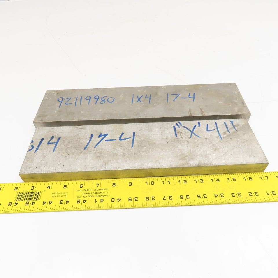 1" x 4" Non Heat Treated 17-4 Stainless Flat Bar Stock 15"-16" Lot Of 2