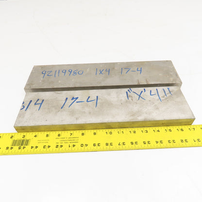 1" x 4" Non Heat Treated 17-4 Stainless Flat Bar Stock 15"-16" Lot Of 2