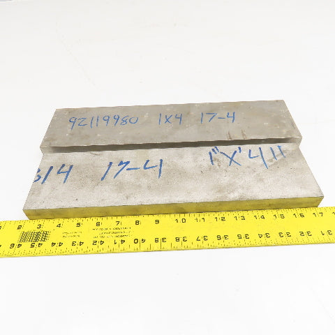 1" x 4" Non Heat Treated 17-4 Stainless Flat Bar Stock 15"-16" Lot Of 2