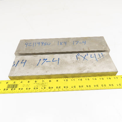 1" x 4" Non Heat Treated 17-4 Stainless Flat Bar Stock 15"-16" Lot Of 2