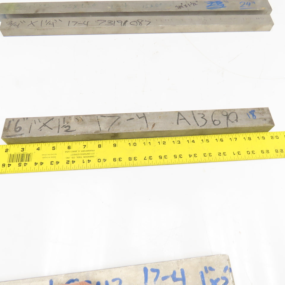 Misc. Non Heat Treated 17-4 Stainless Flat Bar Stock 12"-24" Lot Of 4