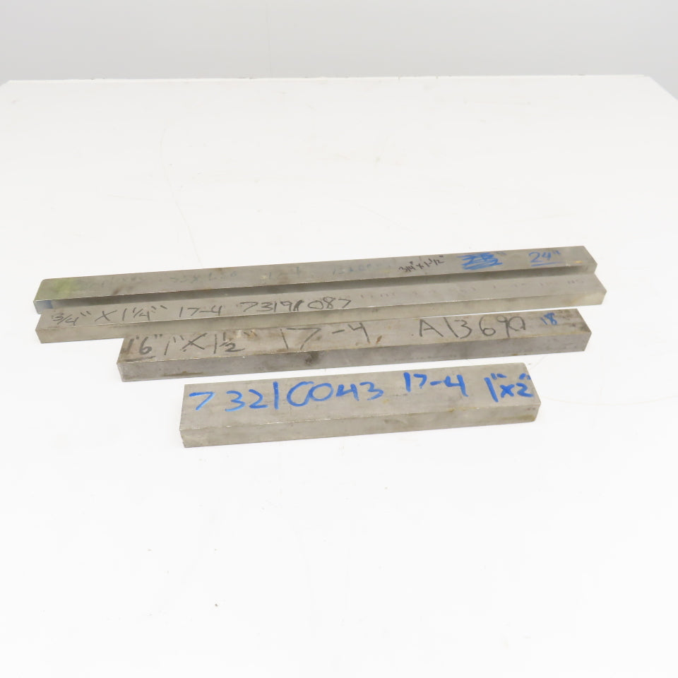 Misc. Non Heat Treated 17-4 Stainless Flat Bar Stock 12"-24" Lot Of 4