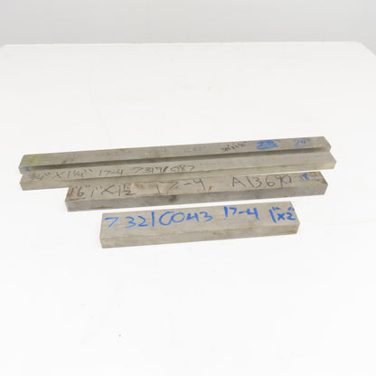 Misc. Non Heat Treated 17-4 Stainless Flat Bar Stock 12"-24" Lot Of 4