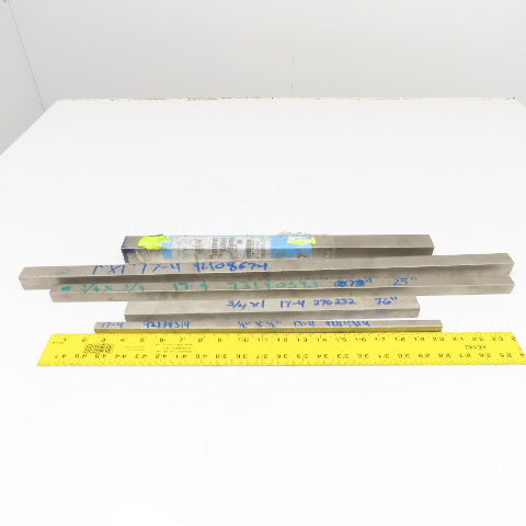 Misc. Non Heat Treated 17-4 Stainless Square Bar Stock 3/4", 1" Lot Of 5