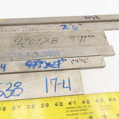 Misc. Non Heat Treated 17-4 Stainless Flat Bar Stock 1/4" x 2" + More Lot Of 6