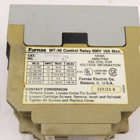 Furnas 46MT80J MT/46 600V 10A Relay Contactor 24V AC Coil