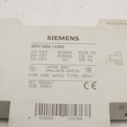 Siemens 3RV1902-0DB0 Shunt Release 20-70V 50/60Hz 20-70VDC