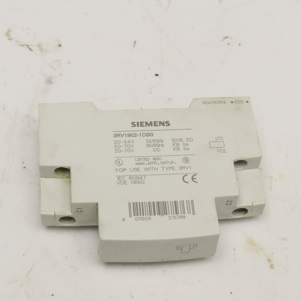 Siemens 3RV1902-0DB0 Shunt Release 20-70V 50/60Hz 20-70VDC