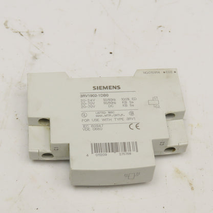 Siemens 3RV1902-0DB0 Shunt Release 20-70V 50/60Hz 20-70VDC