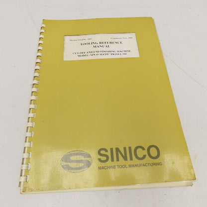 Sinico SIN-O-Matic TR110/2-350 Tooling Reference Manual 095/1029/N 1998