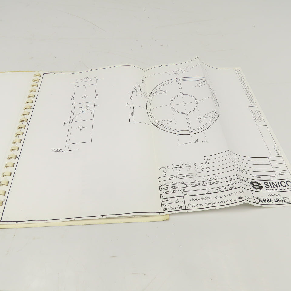 Sinico SIN-O-Matic TR110/2-350 Tooling Reference Manual 095/1029/N 1998