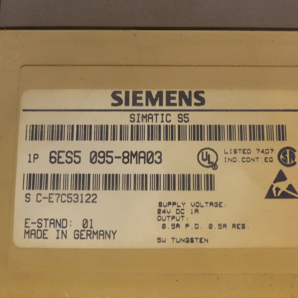 Siemens 6ES5 095-8MA03 Simatic S5-95U CPU Processor 24VDC Input 1A