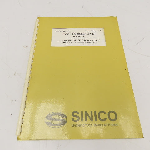 Sinico SIN-O-Matic TR110/2-350 Tooling Reference Manual 095/1029/N 1998