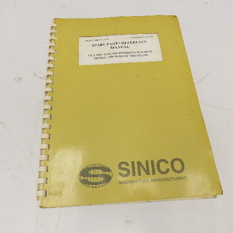 Sinico SIN-O-Matic TR110/2-350 Spare Parts Reference Manual 095/1029/N 1998