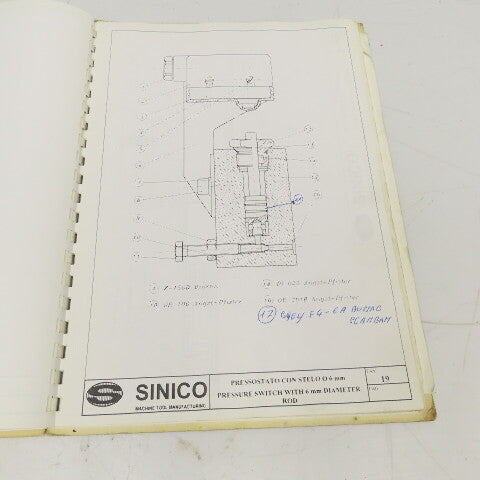 Sinico SIN-O-Matic TR60/4-350-MD Spare Parts Reference Manual 085/1018/MD 1997