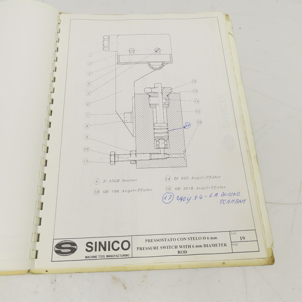 Sinico SIN-O-Matic TR60/4-350-MD Spare Parts Reference Manual 085/1018/MD 1997