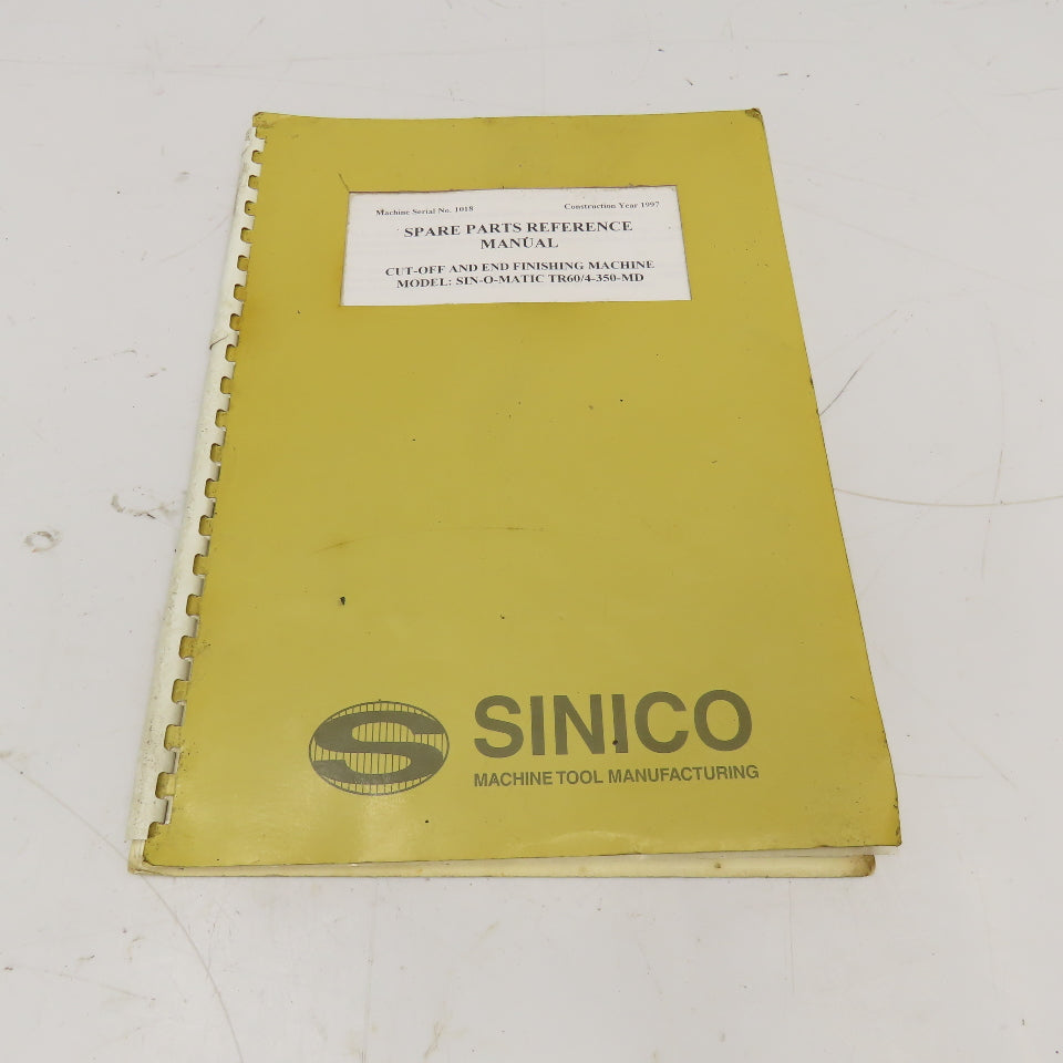 Sinico SIN-O-Matic TR60/4-350-MD Spare Parts Reference Manual 085/1018/MD 1997