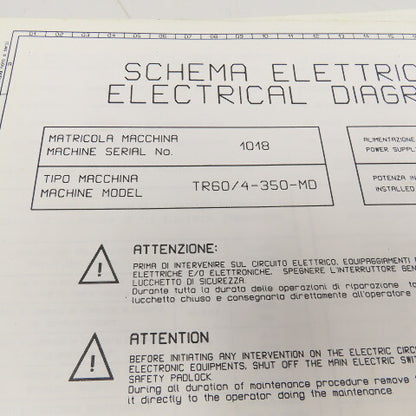 Sinico SIN-O-Matic TR60/4-350-MD Electrical Schematic Manual