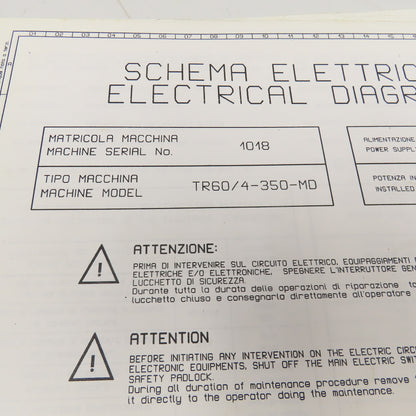 Sinico SIN-O-Matic TR60/4-350-MD Electrical Schematic Manual