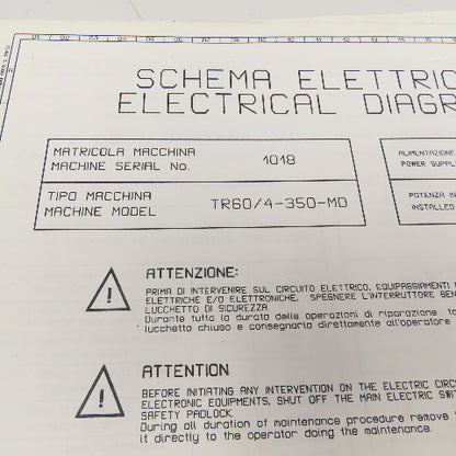 Sinico SIN-O-Matic TR60/4-350-MD Electrical Schematic Manual