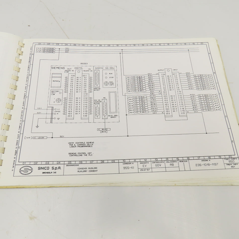 Sinico SIN-O-Matic TR60/4-350-MD Electrical Schematic Manual