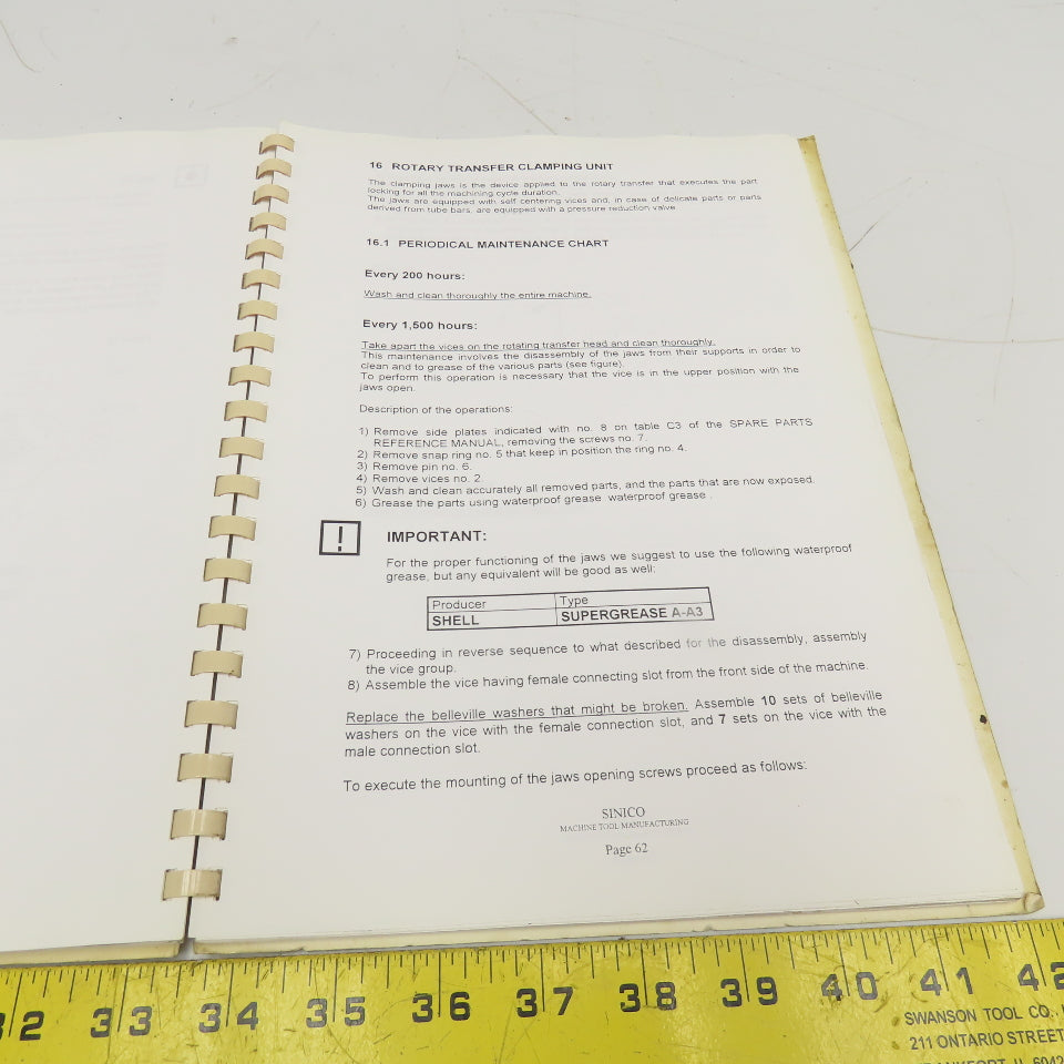 Sinico SIN-O-Matic TR110/2-350 Cut Off End Finishing User And Maintenance Manual