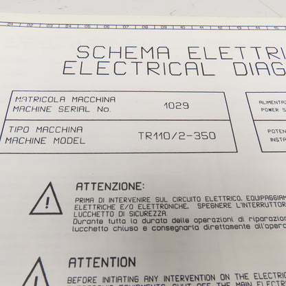Sinico SIN-O-Matic TR110/2-350 Electrical Schematic Manual