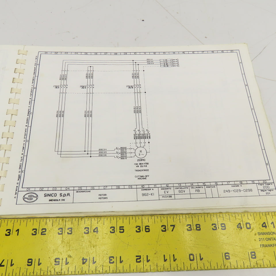 Sinico SIN-O-Matic TR110/2-350 Electrical Schematic Manual